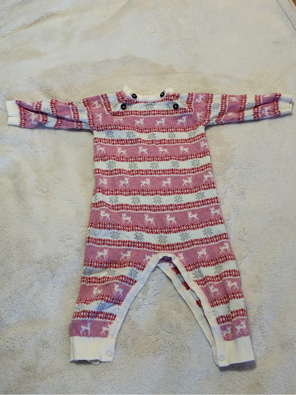 Hatley Baby Doe Fair Isle Cotton Sweater Romper 6-9M Reindeer